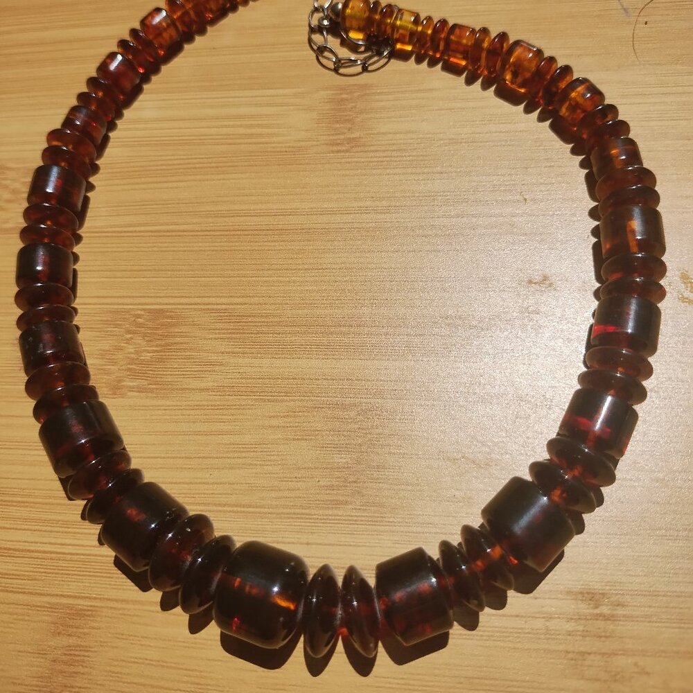Jay King Mine find Barrel Shaped Baltic Amber Bead 925 Sterling Silver Necklace - Picture 5 of 10
